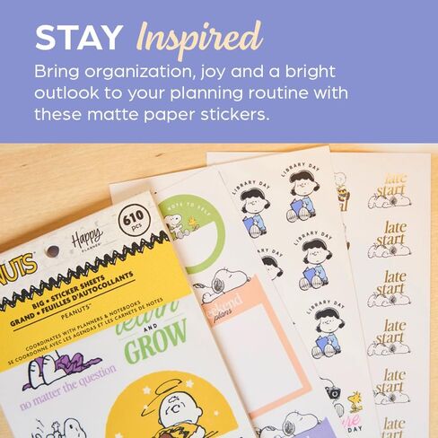 Happy Planner Peanuts Back-to-School Sticker Set for Planners, Calendars, and Journals, Easy-Peel Stickers, Scrapbook Accessories, 30 Sheets, 610 Stickers Total in Kuwait