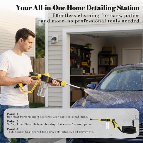 Car Wash Foam Gun for Garden Hose - High Pressure Foam Cannon Car Wash Kit with 3 Spray Modes - Professional Car Wash Hose Sprayer for Cars, Trucks, RVs, Motorcycles & More, Yellow in Saudi Arabia