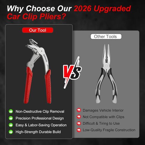 Car Clip Pliers, 2026 Upgraded Spring-Loaded Panel Clip Removal Tool, Damage-Free Fastener Remover for Auto Door Panels, Trim, Bumpers, Rivets and Dashboard, Universal for All Vehicles in Kuwait
