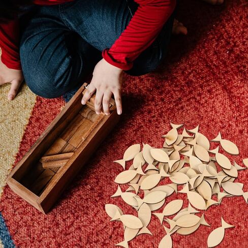 اكسيرت 100 قطعة من الخشب غير المصقول للاسماك غير المكتملة، قطع اسماك خشبية غير مكتملة، سمك خشبي للحرف اليدوية، نموذج اشكال سمكة لمشاريع فنية يدوية الصنع in Saudi Arabia
