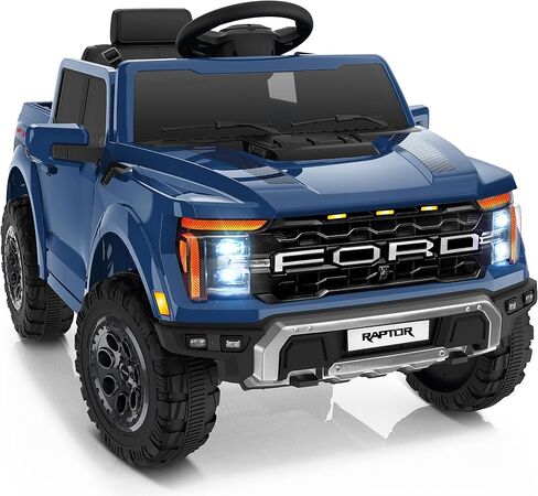 لعبة الركوب الأولى للأطفال المرخصة Ford F-150 Raptor بقوة 12 فولت، ركوب على الشاحنة مع جهاز التحكم عن بعد للوالدين، سيارة كهربائية للأطفال مع تخزين سرير الشاحنة، حزام أمان 3 نقاط، أضواء LED (أسود) in Kuwait