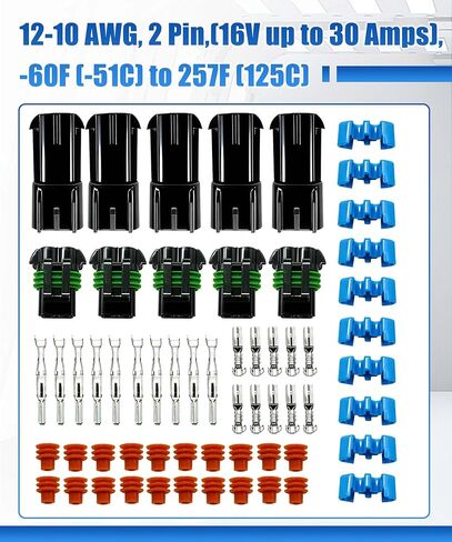 5 Set Waterproof Connector Terminals and Seals replace Metri-Pack Connector (30A,2-PIN) in Kuwait
