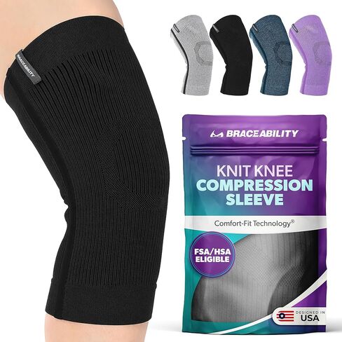 BraceAbility Knee Compression Sleeve - Athletic Knit Knee Support Brace for Women and Men, Arthritis Pain, Running, Working Out, Sports, Swelling, Meniscus Tear Relief (M/L) in Saudi Arabia