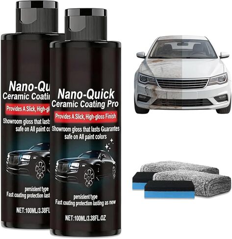 Nano-Quick Ceramic Coating Pro, Quick Coat Restore Nano Spray for Cars, Quick Effect Coating Agent for Car Paint, Glass & Wheels, Easy Apply, Long-Lasting Shine & Protection (2PCS) in Kuwait