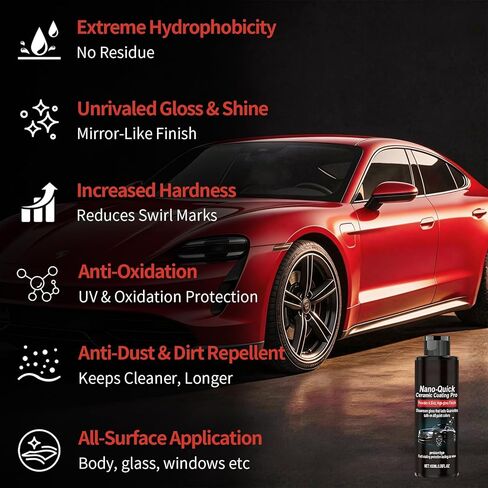 Nano-Quick Ceramic Coating Pro, Quick Coat Restore Nano Spray for Cars, Quick Effect Coating Agent for Car Paint, Glass & Wheels, Easy Apply, Long-Lasting Shine & Protection (2PCS) in Kuwait