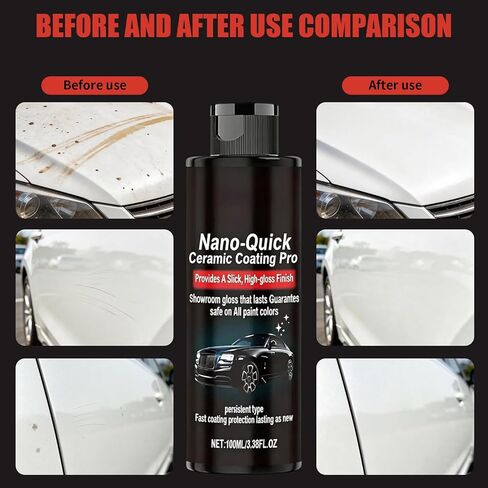 Nano-Quick Ceramic Coating Pro, Quick Coat Restore Nano Spray for Cars, Quick Effect Coating Agent for Car Paint, Glass & Wheels, Easy Apply, Long-Lasting Shine & Protection (2PCS) in Kuwait