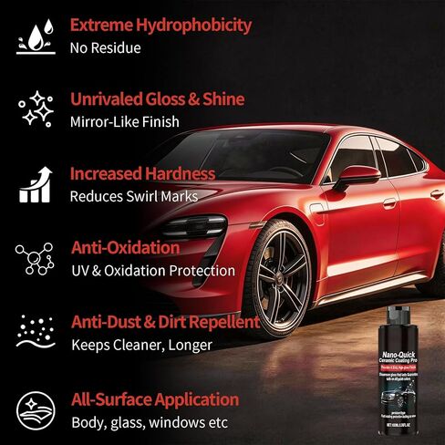 2 PCS Quick Effect Coating Agent, Nano-Quick Ceramic Coating Pro, Revolutionary Nano Spray for Car Detailing for Dust-Proof Glass Effect and Lasting Luster, 3.5 fl.oz in Kuwait