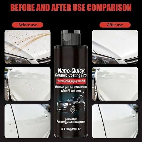 2 PCS Quick Effect Coating Agent, Nano-Quick Ceramic Coating Pro, Revolutionary Nano Spray for Car Detailing for Dust-Proof Glass Effect and Lasting Luster, 3.5 fl.oz in Kuwait