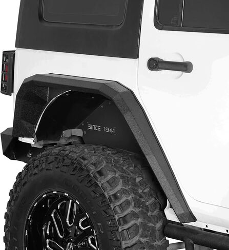 Hooke Road JK Flat Rear Fender Flares Mud Guard for 2007-2018 Jeep Wrangler JK & Unlimited 2/4 Doors, 2PCS Off-Road Wheel Fenders Heavy-Duty in Kuwait