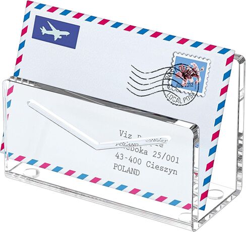 FUCDTEFC Acrylic Mail Holder, Clear Acrylic File Letter Organizer, Vertical Envelope Mail Holder for Desk, Lightweight Countertop Bill Holding Sorter Letter Invoice Stand for Home Office School in Saudi Arabia