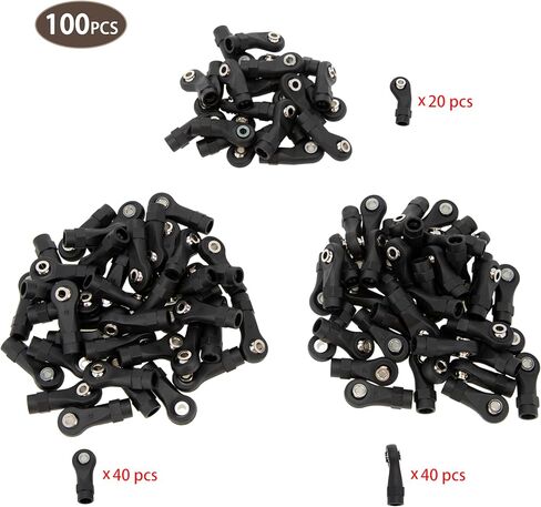 MEUS RACING 100Pcs M4 Plastic Rod Ends Nylon Link Ball Ends for 1/10 SCX10 TRX4 RC Car Upgrade Parts (Section B) in Kuwait