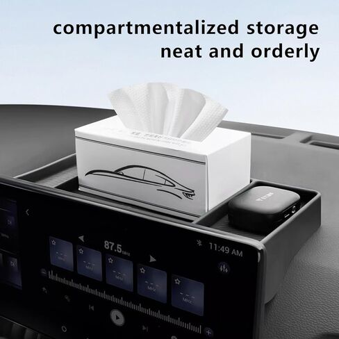Temmis Dashboard Organizer for Toyota Highlander 2020-2026, Silicone Dash Board Tissue Holder Dash Storage Tray Container Box Behind Screen-Black in Saudi Arabia