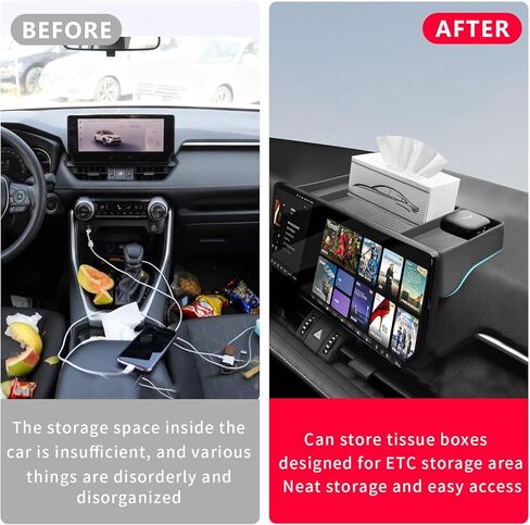 Temmis Dashboard Organizer for Toyota Highlander 2020-2026, Silicone Dash Board Tissue Holder Dash Storage Tray Container Box Behind Screen-Black in Saudi Arabia
