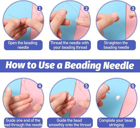 5 Pcs Bead Needle for Jewelry Making, 5 Sizes Seed Big Eye Beads with Needle Bottle, Embroidery Beading Needles for DIY Handmade, Beading Needles for Craft in Kuwait