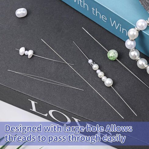 5 Pcs Bead Needle for Jewelry Making, 5 Sizes Seed Big Eye Beads with Needle Bottle, Embroidery Beading Needles for DIY Handmade, Beading Needles for Craft in Kuwait