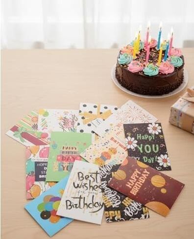 12 Pcs Personalized Birthday Greeting Cards – Custom Stationery Set with Envelopes for Friends, Family, Parents & Loved Ones in Kuwait
