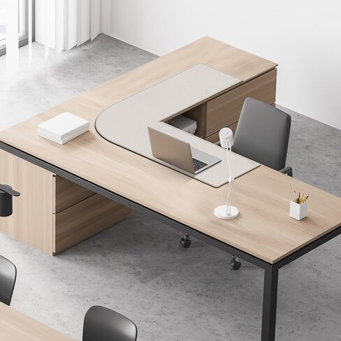 MAIDERN (40"+ 40") x 13" L Shaped Corner Desk Mat, Cork & Leather Dual Sided Desk Pad for Gaming Computer Office Home (Cream) in Kuwait