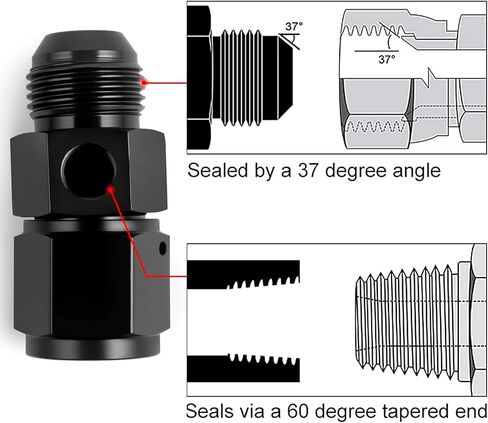 10AN Male Flare to -10AN Female Fitting with 1/8" NPT Port Fuel Pressure Gauge Adapter 2Pcs in Saudi Arabia