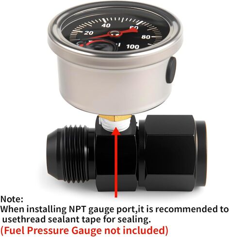 10AN Male Flare to -10AN Female Fitting with 1/8" NPT Port Fuel Pressure Gauge Adapter 2Pcs in Saudi Arabia