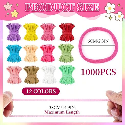 Lainballow 1000 Pcs Loom Loops with Rainbow Color, Cotton Weaving Loops, Refill Loop for 10 in Weaving Looms, 12 Color Loom Loop for Potholder Making, Elastic Craft Bands for DIY Projects Crafts in Kuwait
