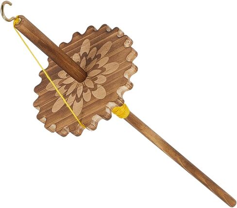 BENECREAT Drop Spindle Top Whorl، غزل أداة عجلة دوارة، أداة غزل غزل نسج خشبي للمبتدئين DIY توريد الحرف اليدوية (زهرة 3.54 × 12.87 بوصة) in Kuwait