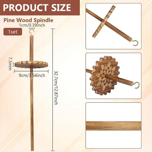 BENECREAT Drop Spindle Top Whorl، غزل أداة عجلة دوارة، أداة غزل غزل نسج خشبي للمبتدئين DIY توريد الحرف اليدوية (زهرة 3.54 × 12.87 بوصة) in Kuwait