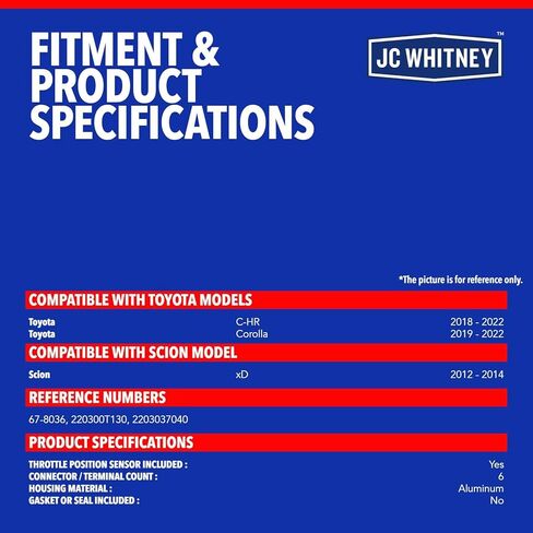 هيكل الخانق الإلكتروني JC Whitney JFBAJCWTHB00220 - متوافق مع Toyota Corolla 2019-2022، C-HR 2018-2022، Scion xD 2012-2014 - 1.8L 2.0L in Kuwait