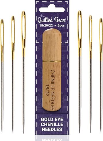 The Quilted Bear Gold Eye Betweens Quilting Needles 3/9-20 Betweens Hand Quilting Needles Set in a Premium Engraved Wooden Case for Quilting & Sewing (Sizes 3/9) in Saudi Arabia