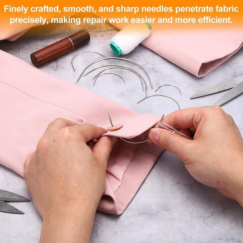 HARFINGTON 100Pcs Curved Needles 3" C Type Leather Hand Sewing Needle Upholstery Curved Weaving Awl for Carpet Leather Canvas Repairing Blocking Knitting Crafts, Silver in Kuwait