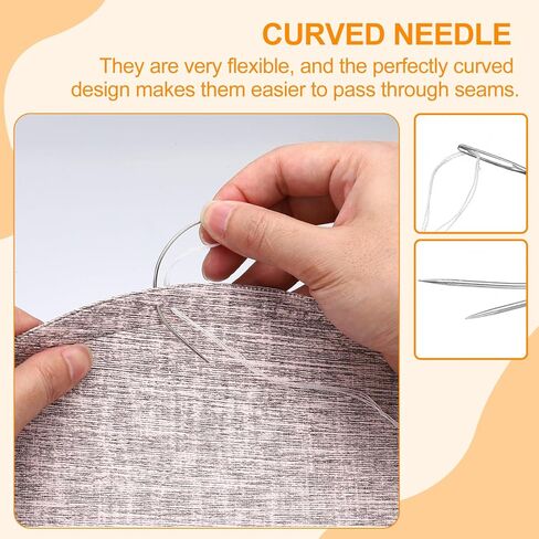 HARFINGTON 100Pcs Curved Needles 3" C Type Leather Hand Sewing Needle Upholstery Curved Weaving Awl for Carpet Leather Canvas Repairing Blocking Knitting Crafts, Silver in Kuwait