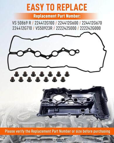 VS50869R محرك اسطوانة رئيس غطاء الصمام مجموعات ربط السيراميك الارضي مناسبة لشركة هيونداي سانتا في سبورت / سوناتا توكسون مناسبة لكيا فورتي كوب سورينتو سبورتاج 2.0 لتر 2.4 لتر - يستبدل 224412G100 222242G000 in Kuwait