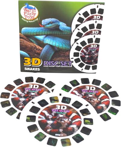 WARM FUZZY Toys Snake Reels for Viewfinder – 3 Slides with 21 HD 3D Images, Reptile Wildlife Refill Discs for Kids & Adults, Retro Educational Classic Toy Accessory in Kuwait
