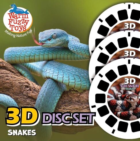 WARM FUZZY Toys Snake Reels for Viewfinder – 3 Slides with 21 HD 3D Images, Reptile Wildlife Refill Discs for Kids & Adults, Retro Educational Classic Toy Accessory in Kuwait