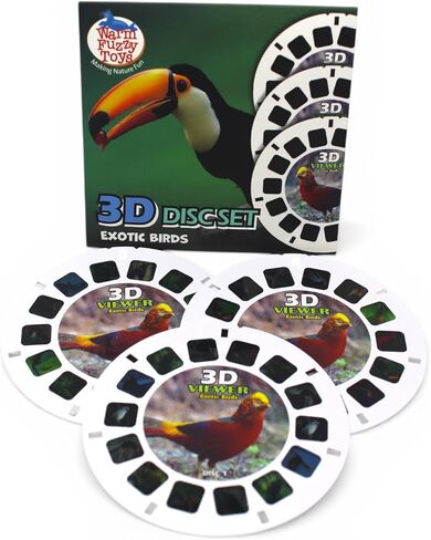 WARM FUZZY Toys Exotic Birds Reels for Viewfinder – 3 Slides with 21 HD 3D Images, Tropical Bird Refill Discs for Kids & Adults, Retro Classic Educational Toy Accessory in Kuwait
