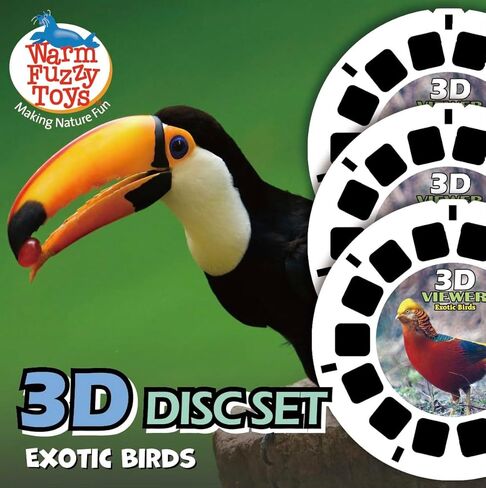 WARM FUZZY Toys Exotic Birds Reels for Viewfinder – 3 Slides with 21 HD 3D Images, Tropical Bird Refill Discs for Kids & Adults, Retro Classic Educational Toy Accessory in Kuwait