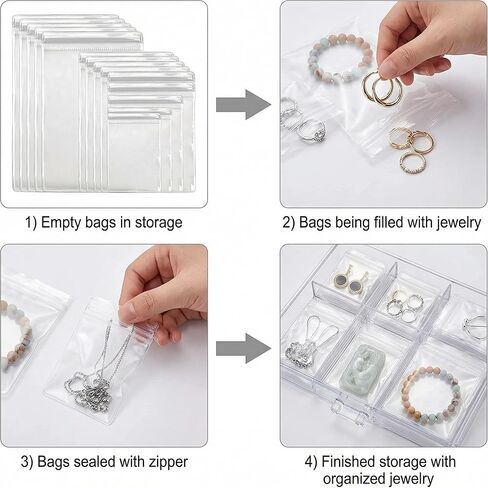 160Pcs Clear PVC Self Seal Jewelry Bags 5 Sizes Resealable Zipper Bags, Anti-Tarnish Storage Bags for Earrings Rings Jewelry Organizer and Packaging in Kuwait