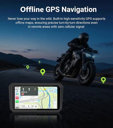 U6 Motorcycle Carplay، شاشة لمس IPS مقاس 6 بوصات مع Apple CarPlay اللاسلكي وAndroid 14 OS Android Auto، كاميرات أمامية وخلفية مزدوجة بدقة 1080 بكسل، ملاحة GPS، TPMS، زاوية 110 درجة، IP67 مقاومة للماء in Kuwait
