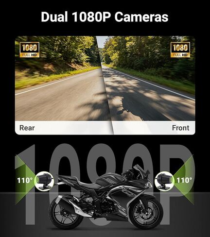 U6 Motorcycle Carplay, 6'' IPS Touchscreen with Wireless Apple CarPlay & Android 14 OS Android Auto, 1080P Dual Front and Rear Cameras, GPS Navigation, TPMS, 110° Angle, IP67 Waterproof in Saudi Arabia