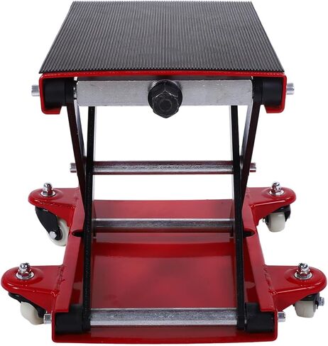 Keenso Motorcycle Lift Powder Coated Motorcycle Jack 510kg Capacity 4.3in to 14.7in Scissor Lift with Detachable Handle and 4 Wheels for Street Cruiser Touring Bikes in Saudi Arabia