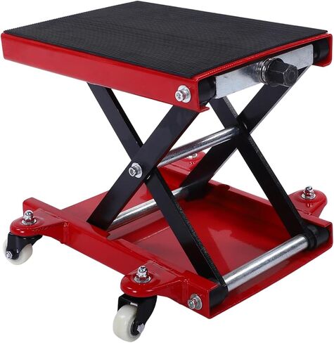 Generic Motorcycle Lift, Hand Crank Non Slip Wide Platform Foldable Motorbike Center Lift Stand with 4 Wheels for Street Cruiser Touring Bikes Supports Up 510 Kg in Kuwait