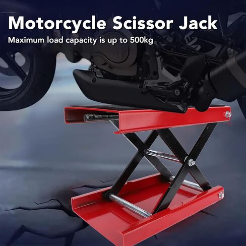 Motorcycle Lift Jack 500kg Capacity Foldable Iron Construction 3.35-13.39in Height Range for Garage Motorcycle Maintenance, Easy Operation for Home Mechanic Tire Cleaning Chain in Kuwait