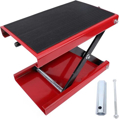 Motorcycle Lift Jack 500kg Capacity Foldable Iron Construction 3.35-13.39in Height Range for Garage Motorcycle Maintenance, Easy Operation for Home Mechanic Tire Cleaning Chain in Kuwait