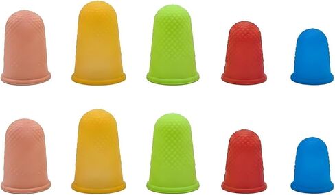 10 Pcs Rubber Finger Tips Covers, Reusable Silicone Finger Protectors in 5 Sizes & 5 Colors, Non Slip Thimble for Money Counting, Paper Sorting, Sewing, Cutting, Office and Craft Work in Kuwait