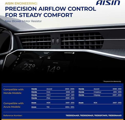 AISIN AFTERMARKET BMRH-00084 مقاوم محرك منفاخ HVAC - متوافق مع Honda CR-V 2007-2011، Civic 2006-2011، Accord 2003-2005 2008-2012، Pilot 2009-2015، Odyssey 2007-2010، Acura MDX 2007-2013 in Kuwait