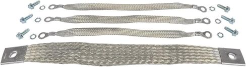 JEGS Grounding Strap Kit | Made In USA | Includes (1) Ground Strap 1/0 Gauge x 14" Long, (3) Ground Straps 10 Gauge x 11" Long, (6) Self Tapping Screws, & (6) Serrated Washers in Kuwait