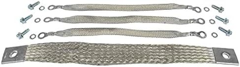 JEGS Grounding Strap Kit | Made In USA | Includes (1) Ground Strap 1/0 Gauge x 14" Long, (3) Ground Straps 10 Gauge x 11" Long, (6) Self Tapping Screws, & (6) Serrated Washers in Kuwait