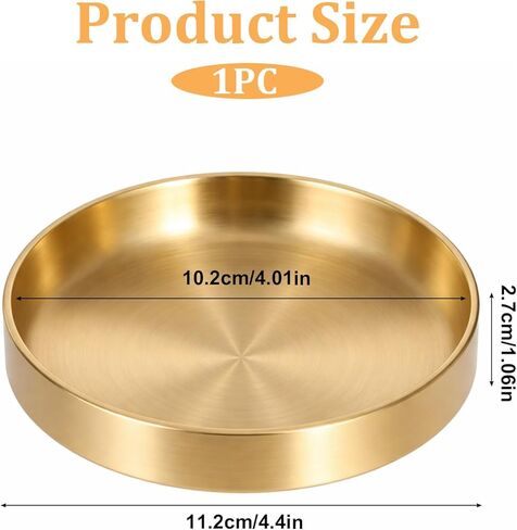 Gold Paper Clip Holder Stainless Steel Gold Decorative Bowl Round Paper Clips Storage Bowl for Office, Dressing Table, Study Desk Tiny Parts (4 Inch Diameter x 1 Inch Height) in Kuwait
