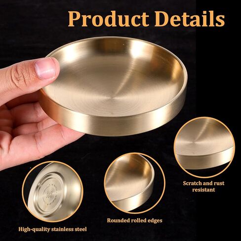 Gold Paper Clip Holder Stainless Steel Gold Decorative Bowl Round Paper Clips Storage Bowl for Office, Dressing Table, Study Desk Tiny Parts (4 Inch Diameter x 1 Inch Height) in Kuwait