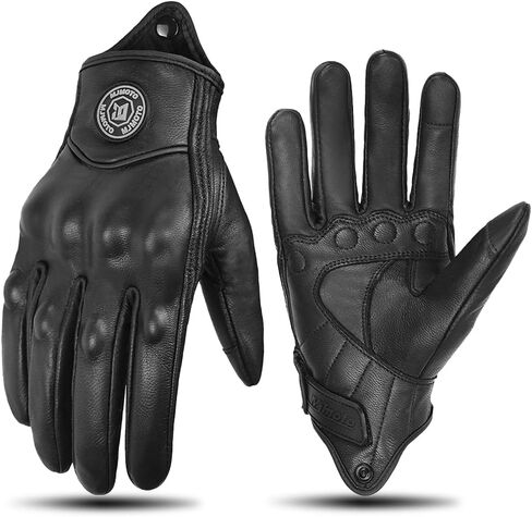 Classic Goat Leather Motorcycle Gloves, Touchscreen Breathable Summer Riding Gear for Men and Women in Kuwait
