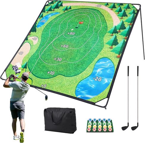 Golf Chipping Game Set, 71"x71" Outdoor Portable Sticky Golf Game, Indoor Chipping Practice with 2 Sticks 20 Sticky Balls for Young Adults, Fathers & Golfers Family Backyard in Saudi Arabia